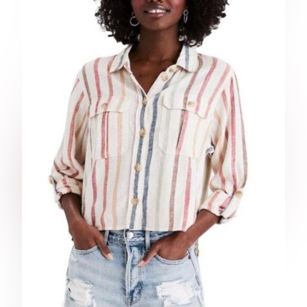 American Eagle Stripped Button Down Long Sleeve - image 1